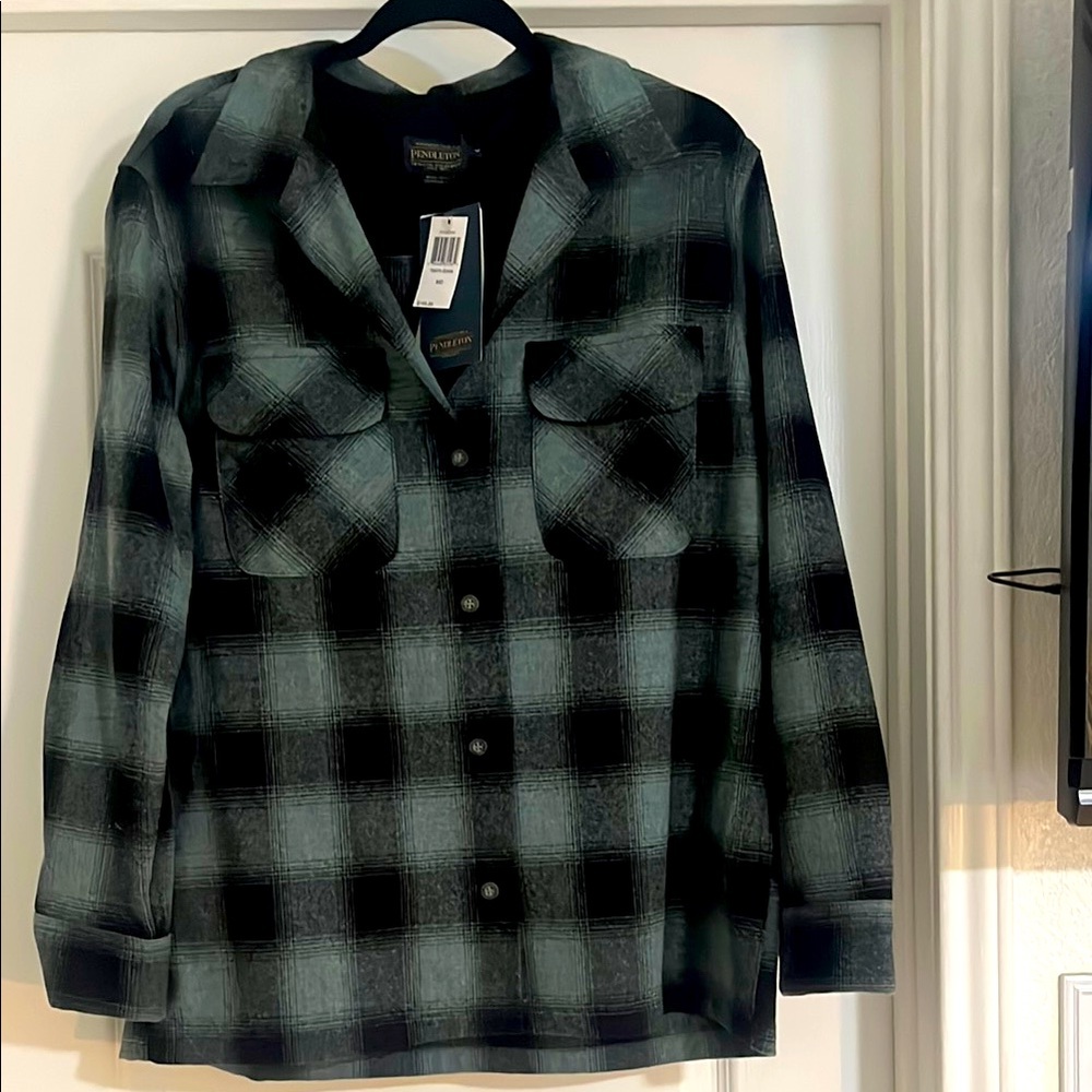 Pendleton Green and Black Plaid Shirt